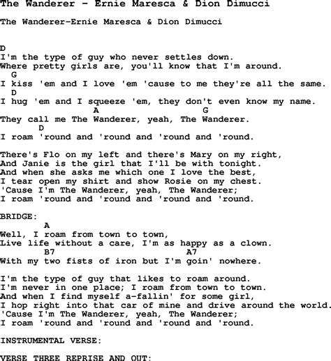 the wanderer lyrics|dion dimucci the wanderer lyrics.